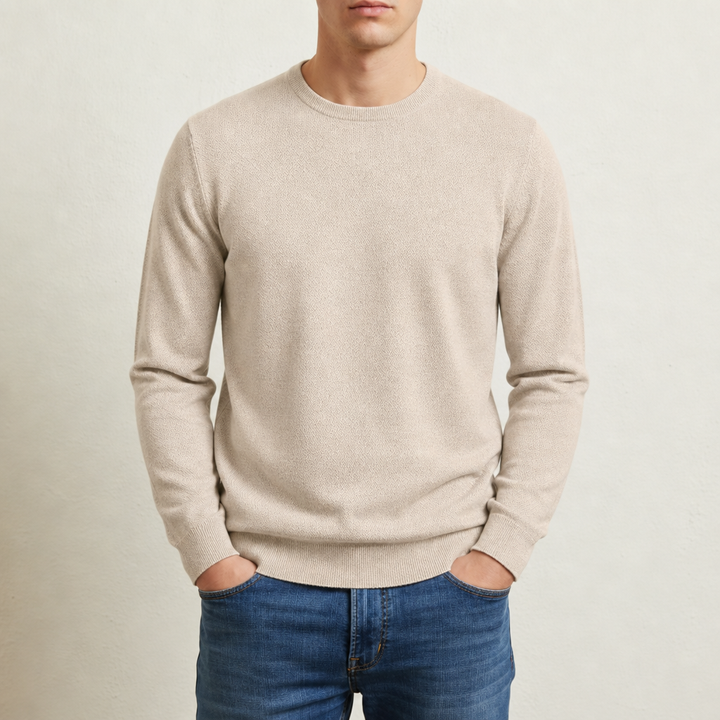 Men's Solid Color Round Neck Long Sleeve Sweater