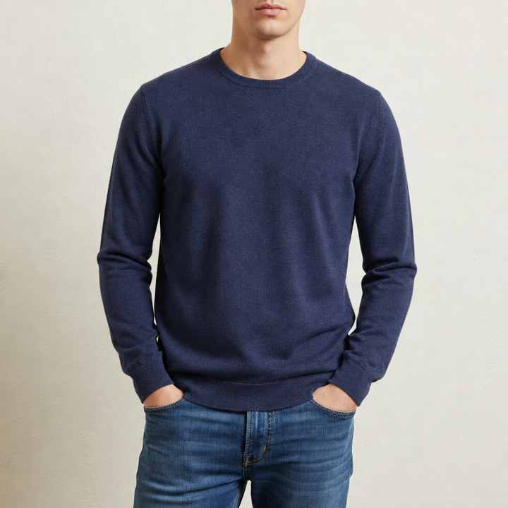 Men's Solid Color Round Neck Long Sleeve Sweater