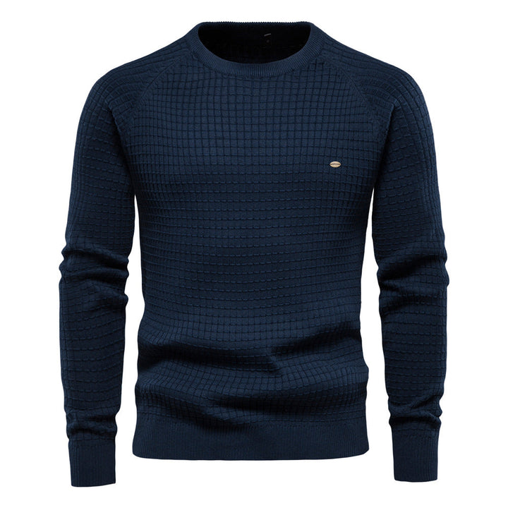 Textured Men's Sweater with Round Neck