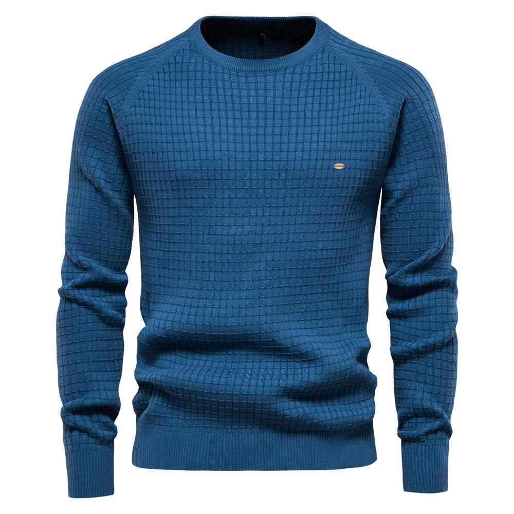 Textured Men's Sweater with Round Neck