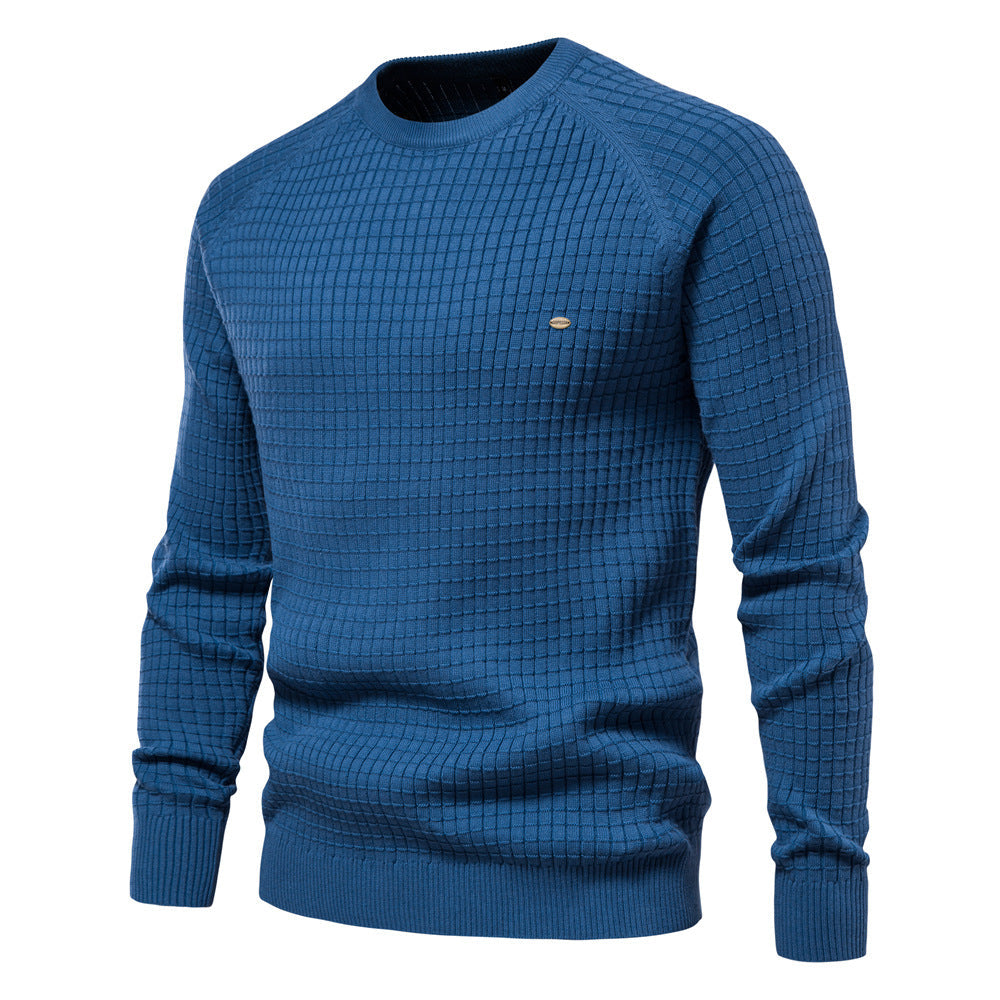 Textured Men's Sweater with Round Neck
