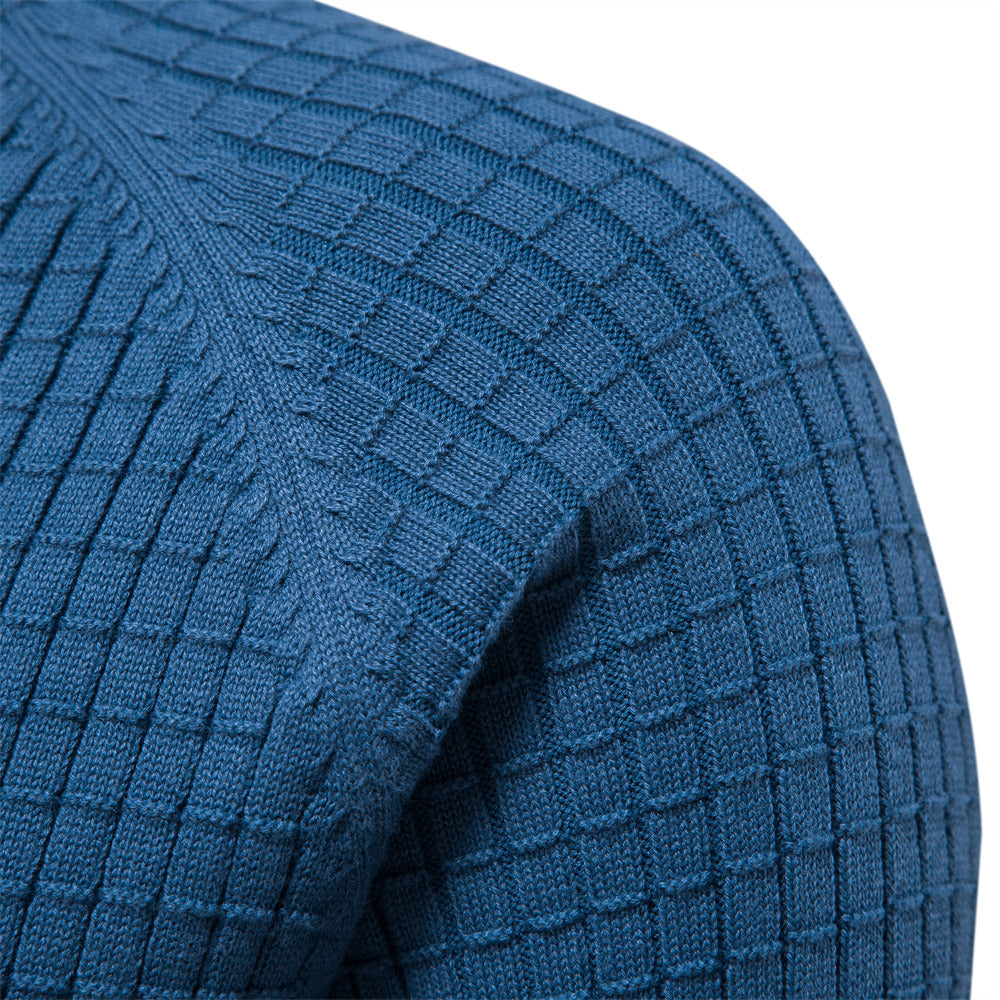Textured Men's Sweater with Round Neck
