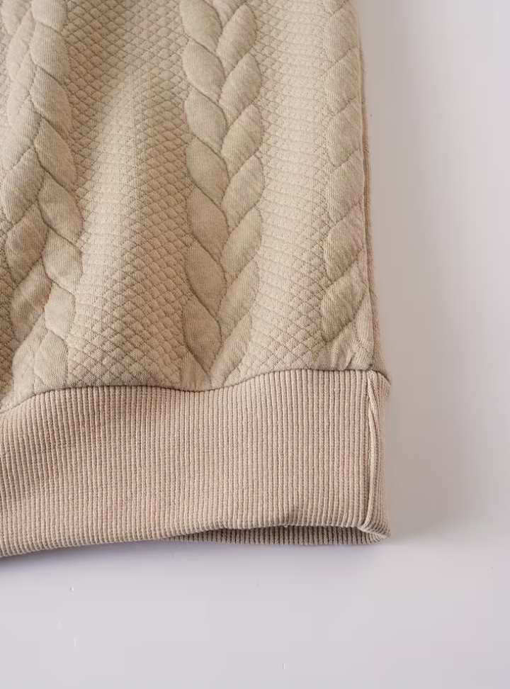 Men's Twisted Knit Pullover with Zip Collar
