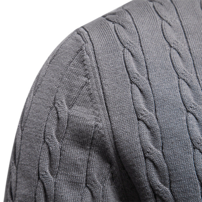 Men's sweater with twisted knit, round neck, long sleeves