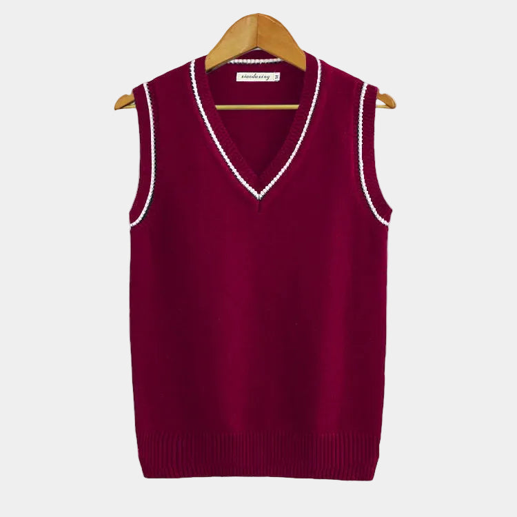 Men's Sleeveless V-Neck Sweater in Twisted Knit