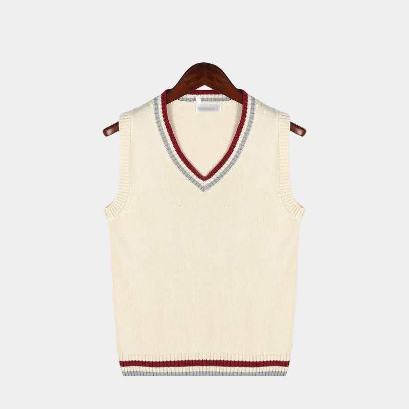 Men's Sleeveless V-Neck Sweater in Twisted Knit