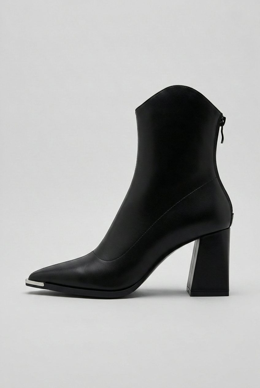 Block Heel Ankle Boots with Pointed Toe for Women