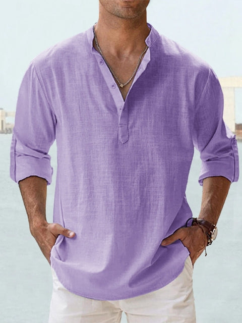 Bastian | Men's Casual Long Sleeve Shirt with Stand-Up Collar
