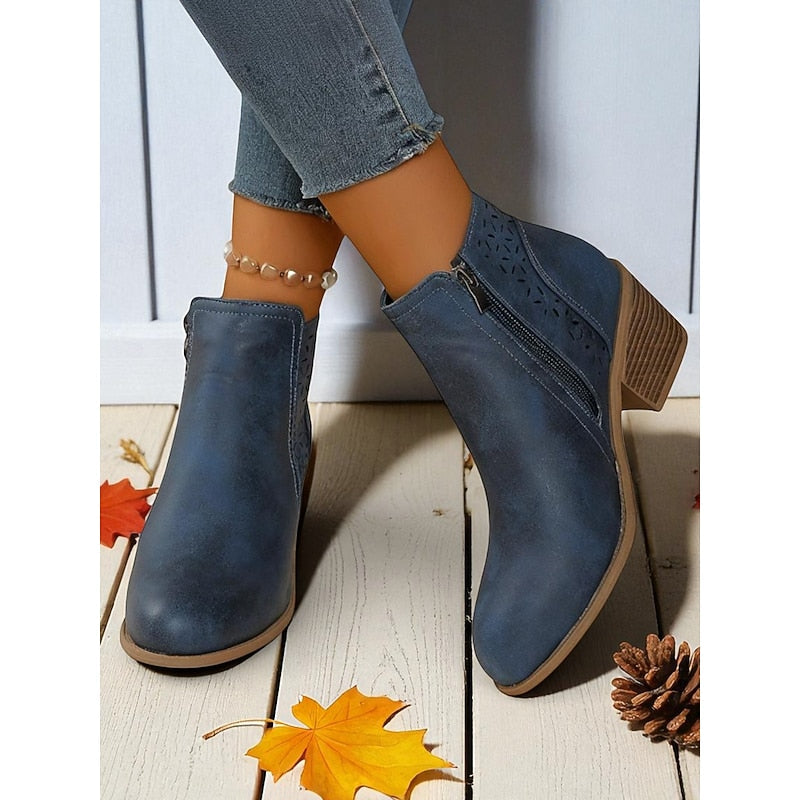 Sylvie - Elegant Suede Cut-Out Ankle Boots