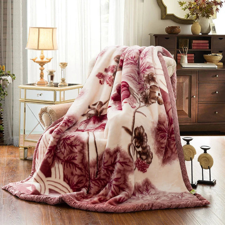 Quilted Plush Weighted Blanket With Floral Pattern