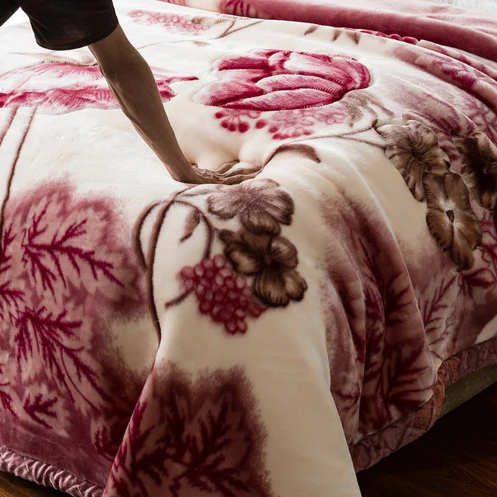 Quilted Plush Weighted Blanket With Floral Pattern