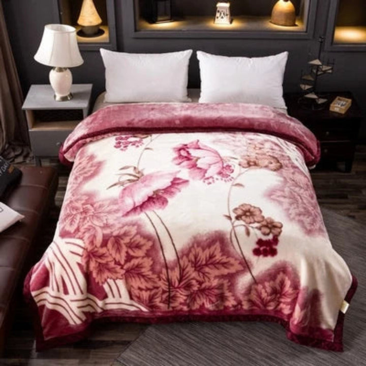 Quilted Plush Weighted Blanket With Floral Pattern