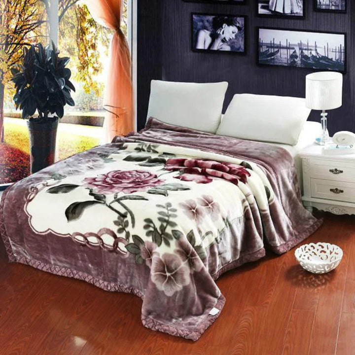 Quilted Plush Weighted Blanket With Floral Pattern