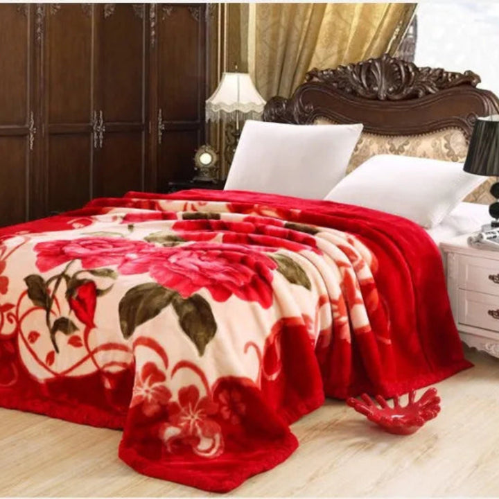 Quilted Plush Weighted Blanket With Floral Pattern