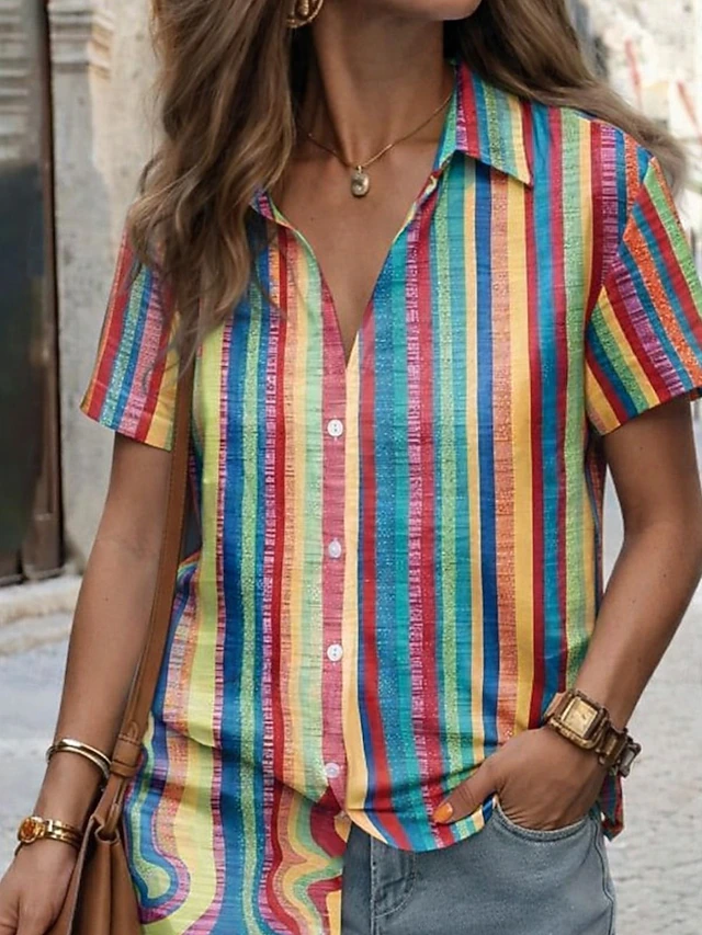 Simone Artful Short-Sleeve Shirt, view 4 - Elena Harper