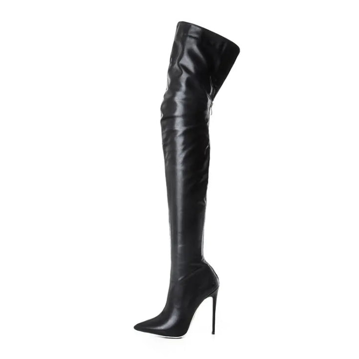 Stretchy Over-the-Knee Boots with Pointed Toe and Stiletto Heel, view 4 - Elena Harper
