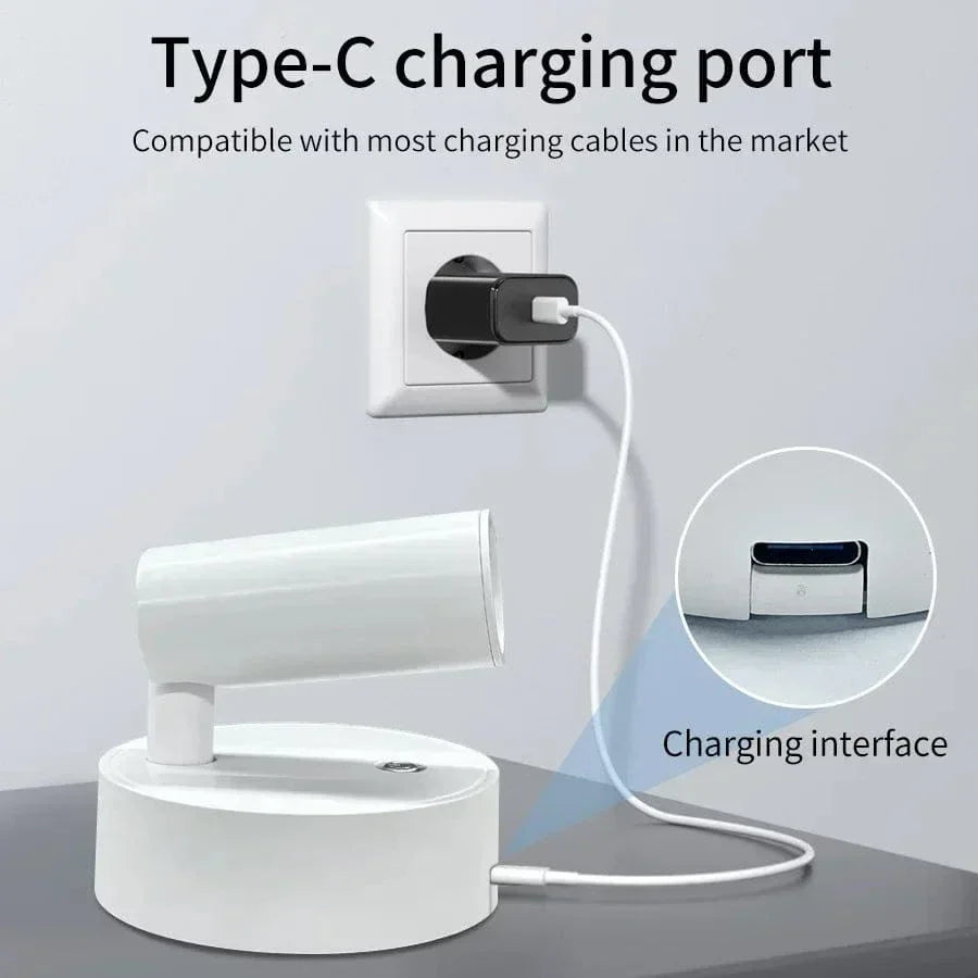 Rechargeable LED Wall Light with 360° Rotation & Touch Control