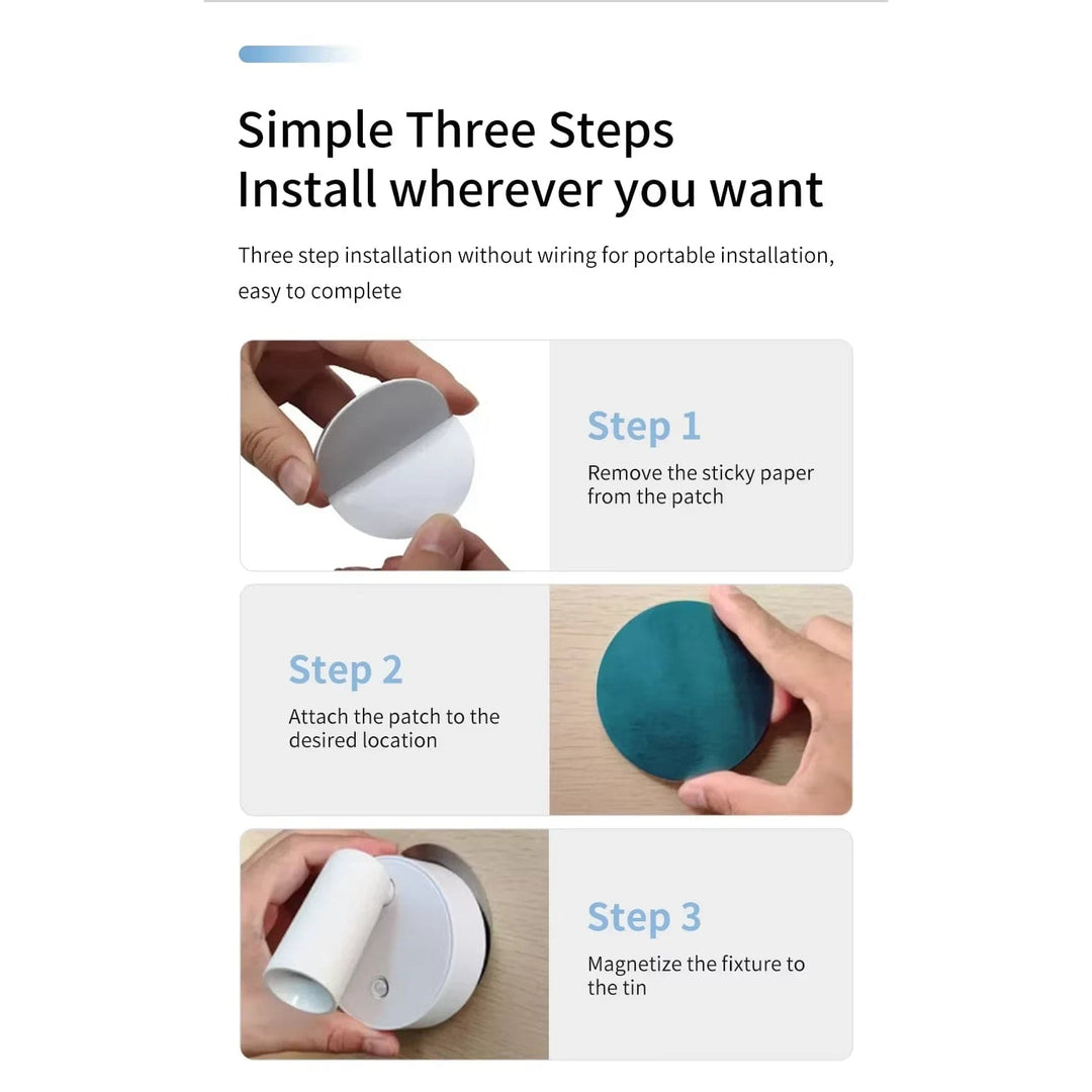 Rechargeable LED Wall Light with 360° Rotation & Touch Control