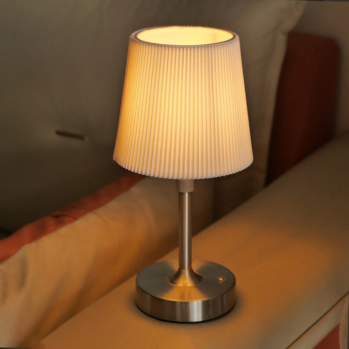Rechargeable Telescopic Table Lamp With Pleated Fabric Shade