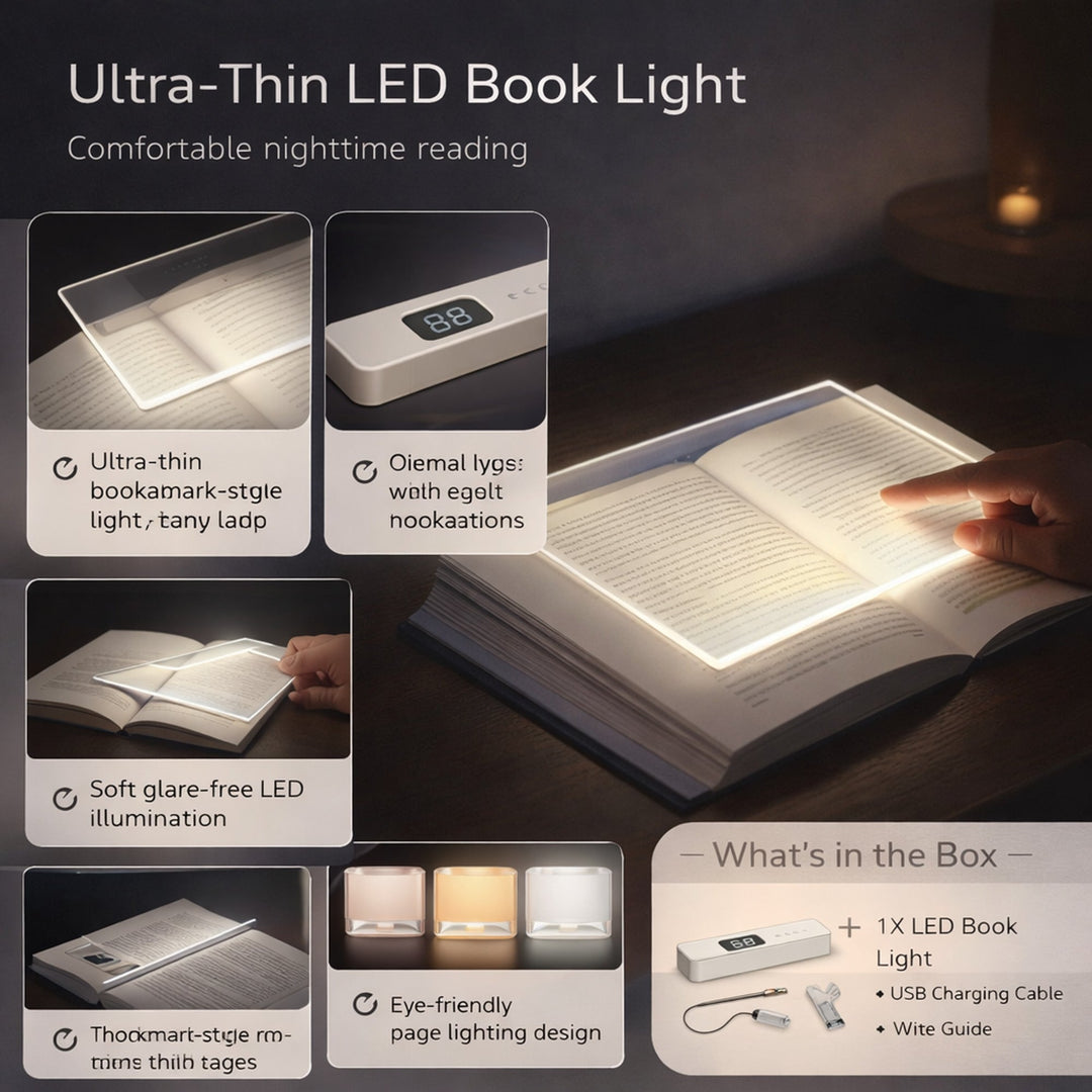 Rechargeable Thin Flat Panel LED Book Light