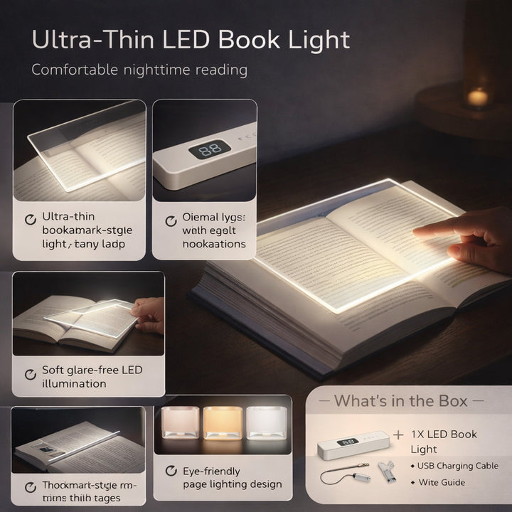 Rechargeable Thin Flat Panel LED Book Light