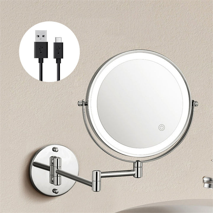 Rechargeable Wall Mounted Shaving Mirror with LED Lights