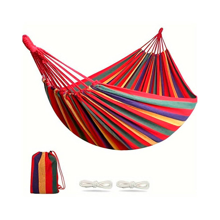Red Striped Camping Hammock, view 3 - Elena Harper