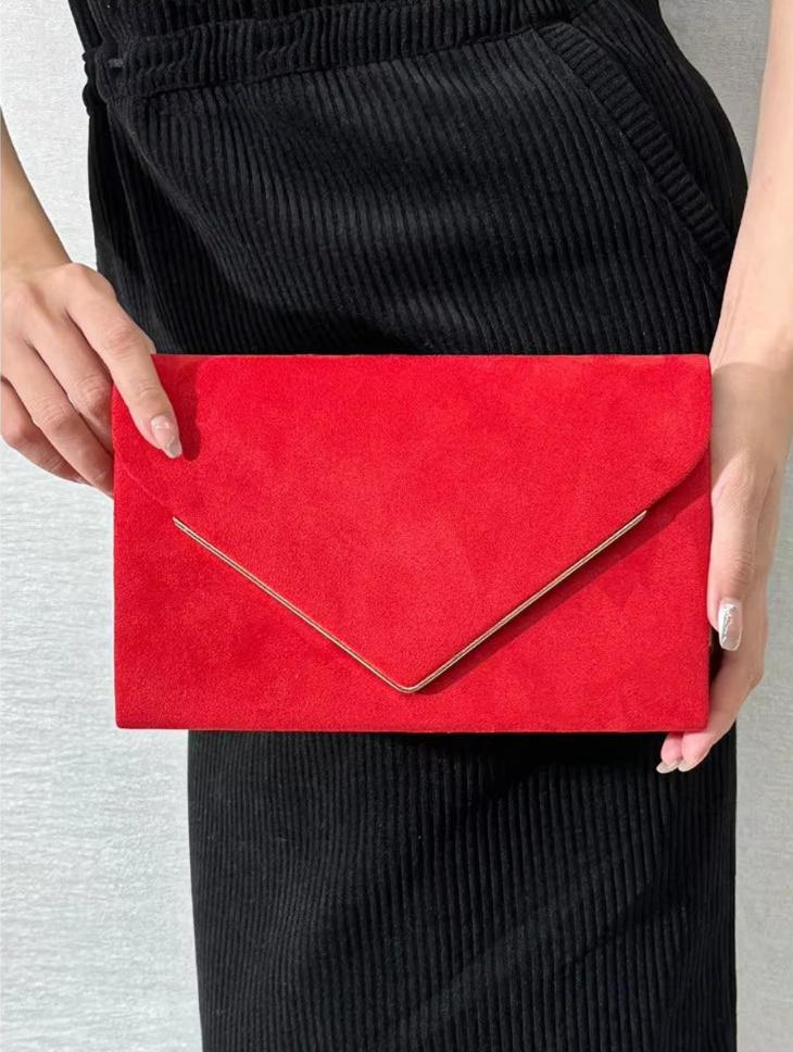 Secret Suede-style Velvet Envelope Handbag, view 2 - Elena Harper