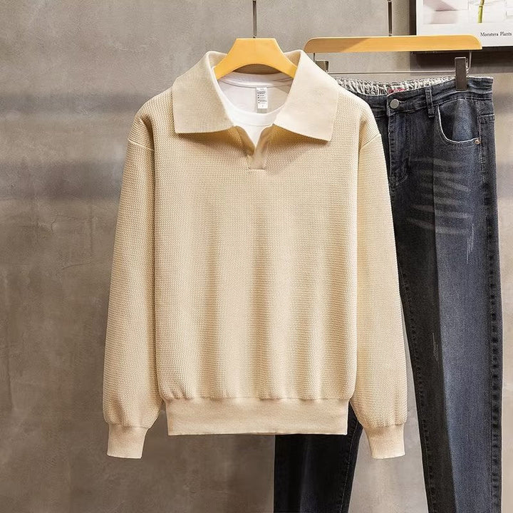 Reid Men's Collared Pullover Sweater, view 2 - Elena Harper