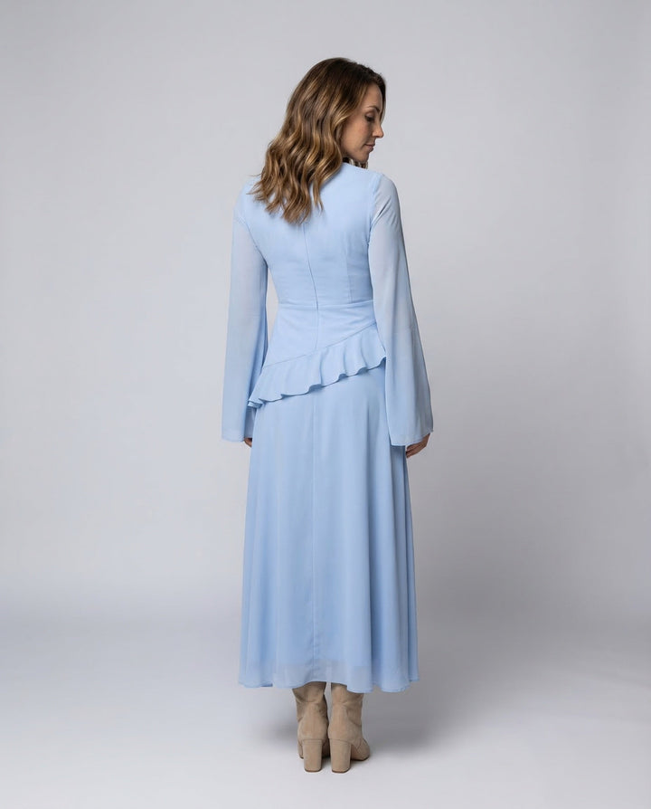 Women's Evening Dress Tailored Ruffle Yoke