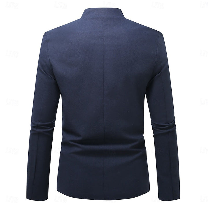Edmund Men's Stand-Collar Button Jacket in Four Clean Shades - Elena Harper