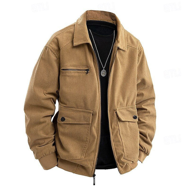 Corduroy Blazer with Notched Collar for Men