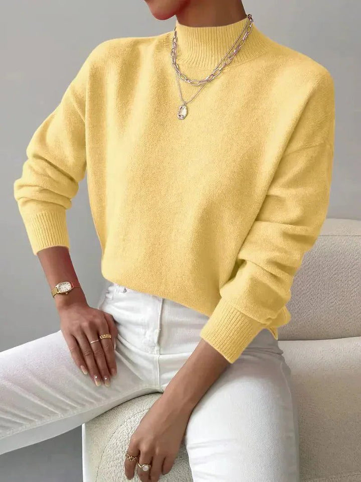 Ribbed Knit Sweater with Turtleneck for Women, view 4 - Elena Harper