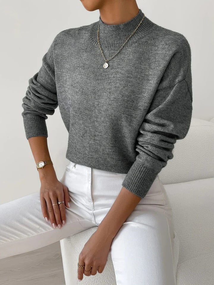 Ribbed Knit Sweater with Turtleneck for Women, view 9 - Elena Harper