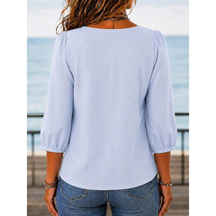 Fern Lace-Trimmed Square Neck Blouse, view 5 - Elena Harper
