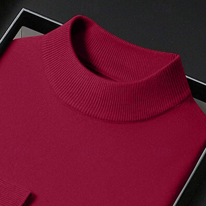 Rolvard Men's Knitted Sweater with Stand-Up Collar Gray, view 8 - Elena Harper