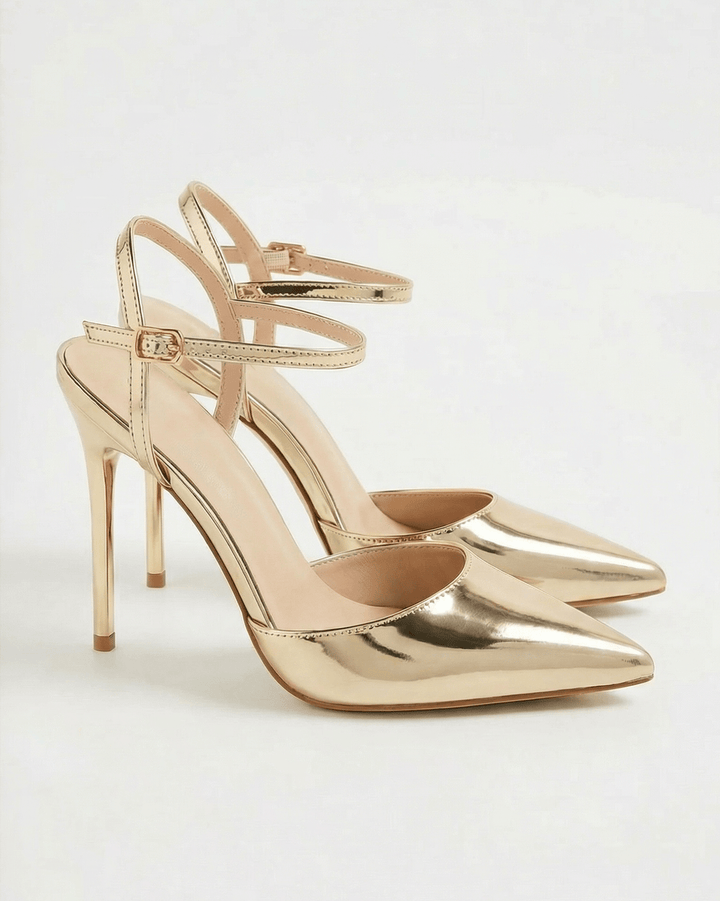 Women's Metallic Finish Pointed Toe Heels