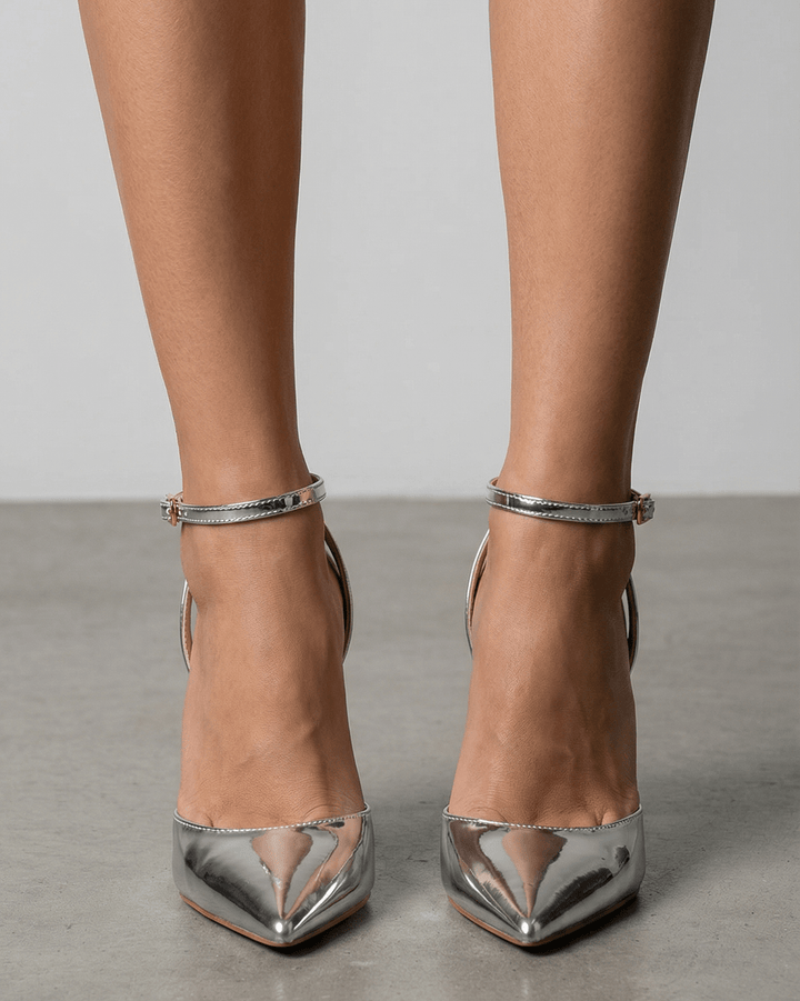 Women's Metallic Finish Pointed Toe Heels