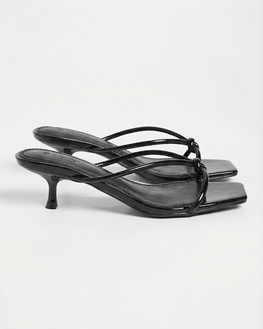 Women's Knotted Mules with Metallic Finish and Low Heel