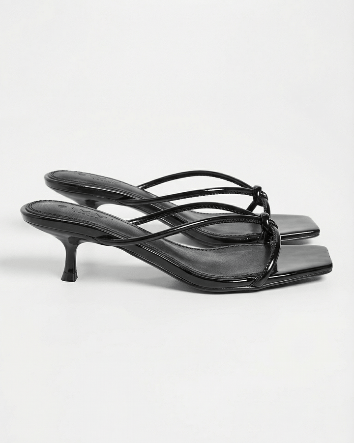 Women's Knotted Mules with Metallic Finish and Low Heel