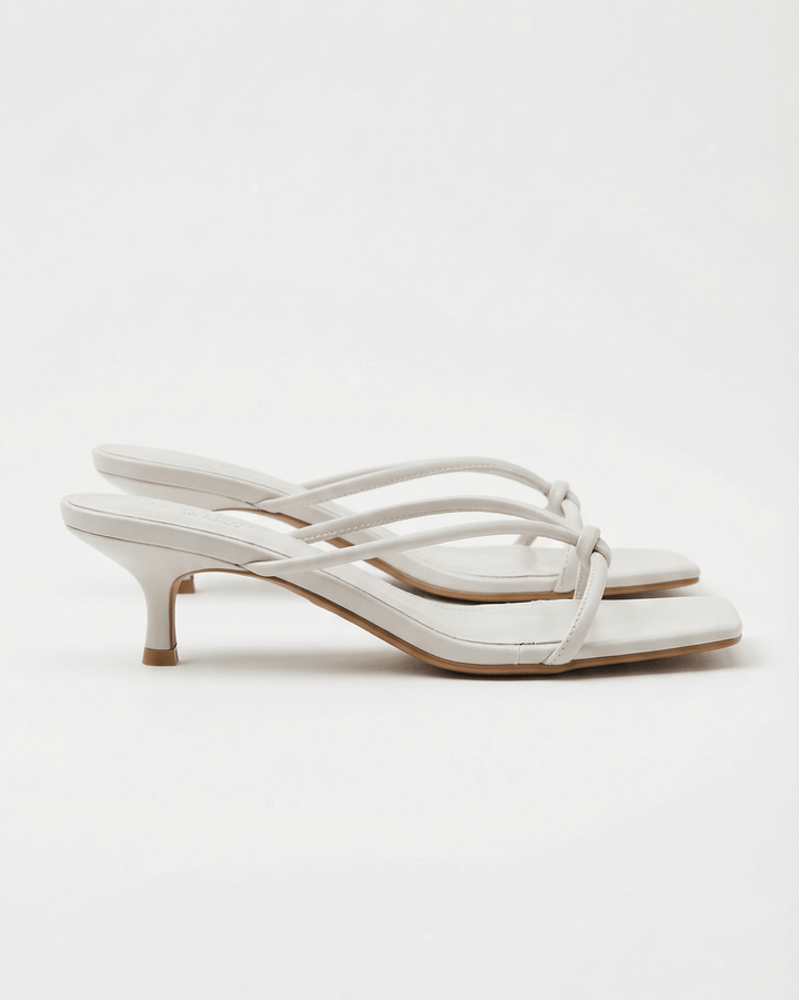 Women's Knotted Mules with Metallic Finish and Low Heel