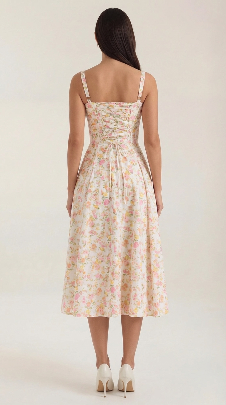 Floral Midi Dress Wedding Guest Dress