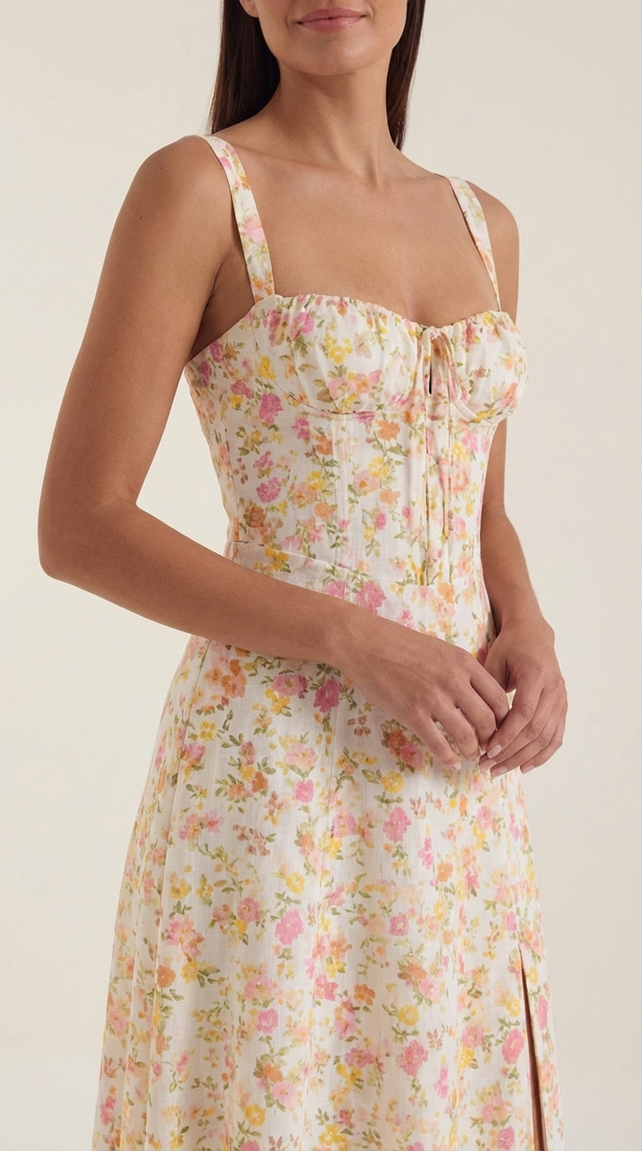 Floral Midi Dress Wedding Guest Dress