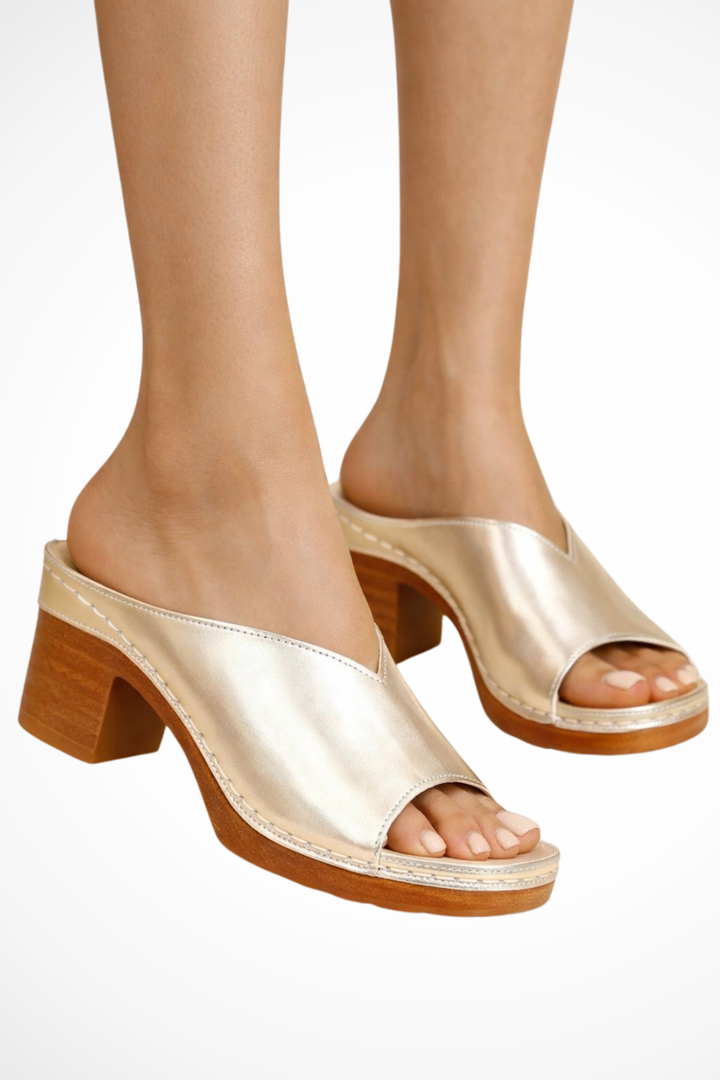 Rosalind Women's Open Toe Block Heel Mules - Slip-On Style