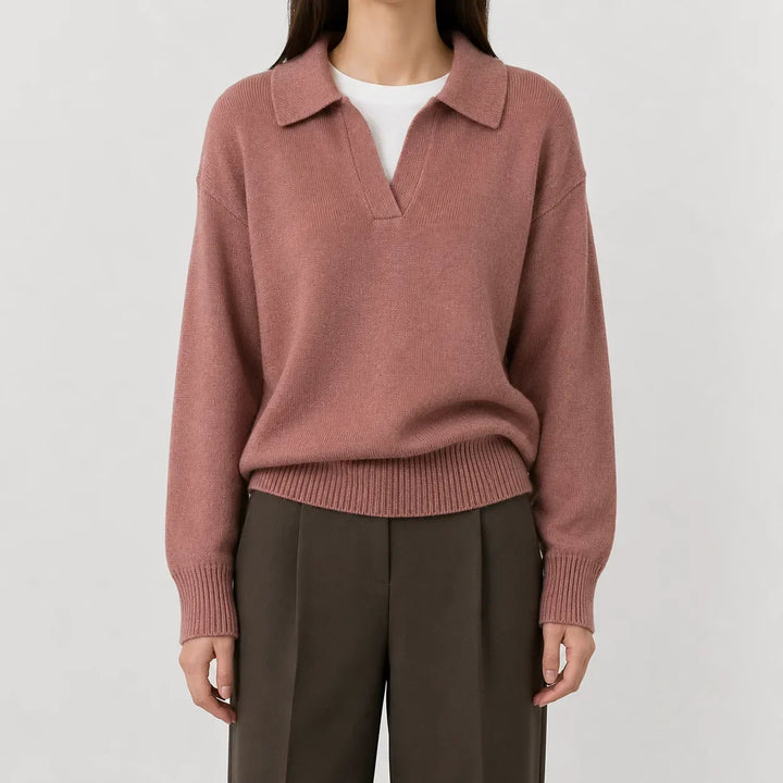 Women's V-Neck Long Sleeve Sweater - Soft and Easy
