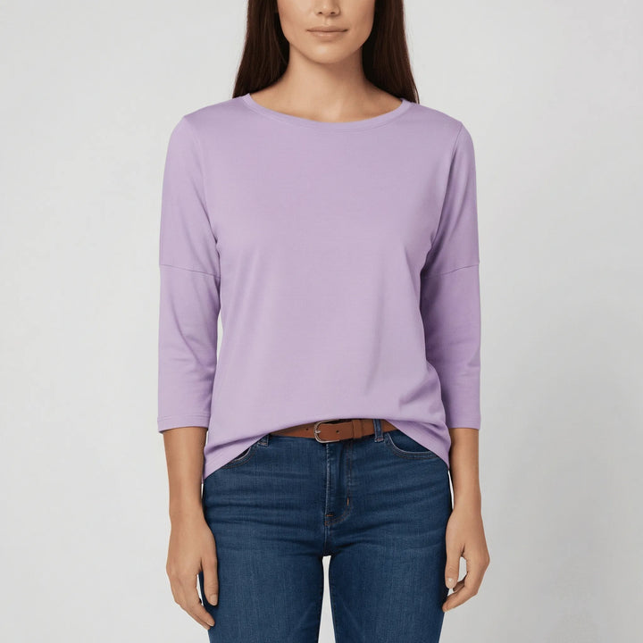 Round-Neck Top with 3/4 Length Sleeves, view 3 - Elena Harper