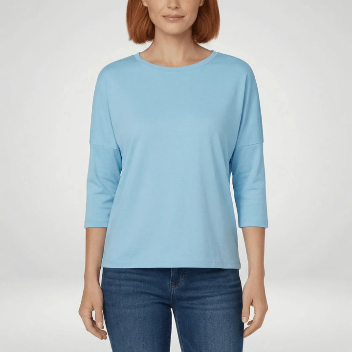 Round-Neck Top with 3/4 Length Sleeves, view 4 - Elena Harper