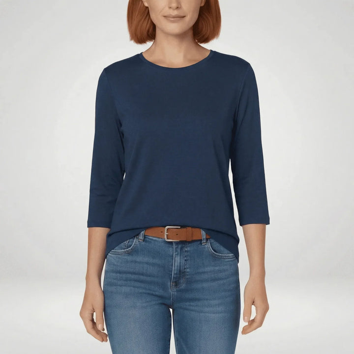 Round-Neck Top with 3/4 Length Sleeves, view 5 - Elena Harper