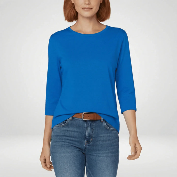 Round-Neck Top with 3/4 Length Sleeves, view 8 - Elena Harper