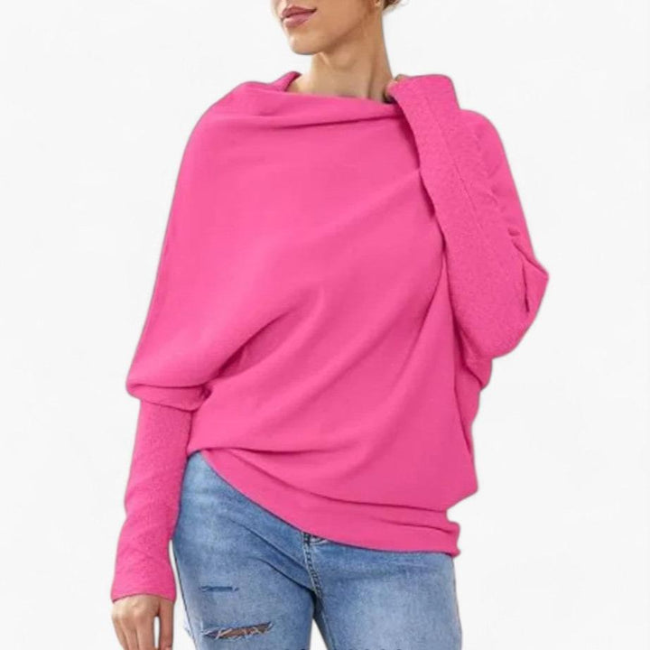 Women's Off-Shoulder Sweater Knitted Oversized Pullover, view 7 - Elena Harper